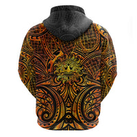 New Zealand Tamanuitera The Sun Zip Hoodie Maori Pattern