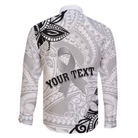 Personalised Polynesia Brain Cancer Family Matching Off Shoulder Maxi Dress and Hawaiian Shirt No One Fights Alone LT05 - Polynesian Pride