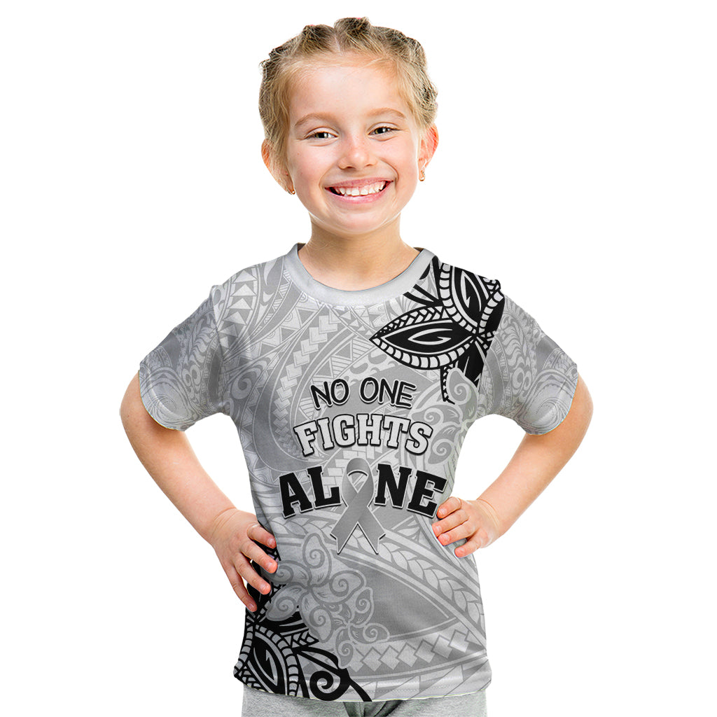Personalised Polynesia Brain Cancer Kid T Shirt No One Fights Alone