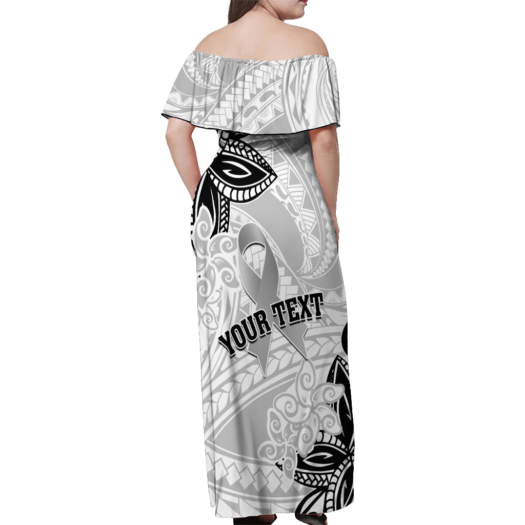 Personalised Polynesia Brain Cancer Off Shoulder Maxi Dress No One Fights Alone LT05 - Polynesian Pride