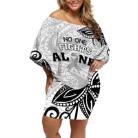 Personalised Polynesia Brain Cancer Off Shoulder Short Dress No One Fights Alone LT05 Women White - Polynesian Pride