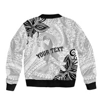 Personalised Polynesia Brain Cancer Sleeve Zip Bomber Jacket No One Fights Alone LT05 - Polynesian Pride