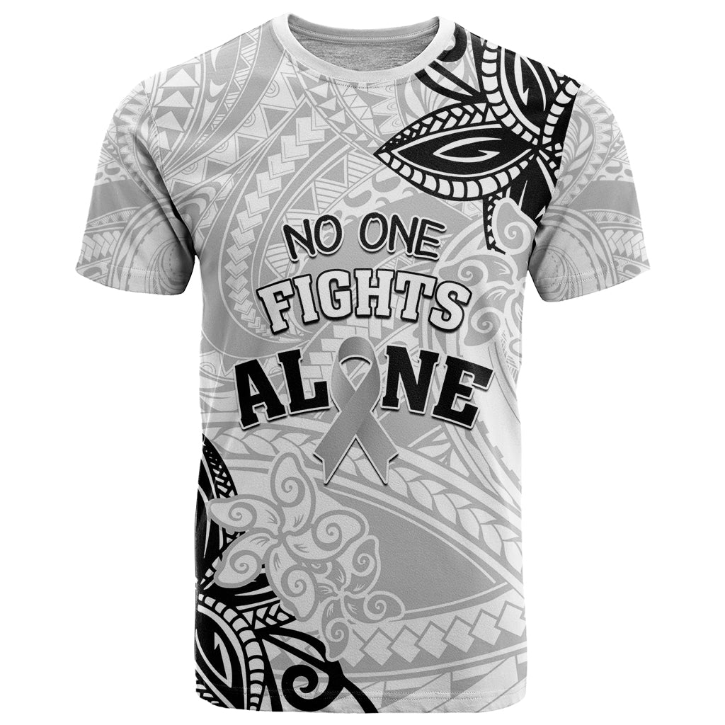 Personalised Polynesia Brain Cancer T Shirt No One Fights Alone