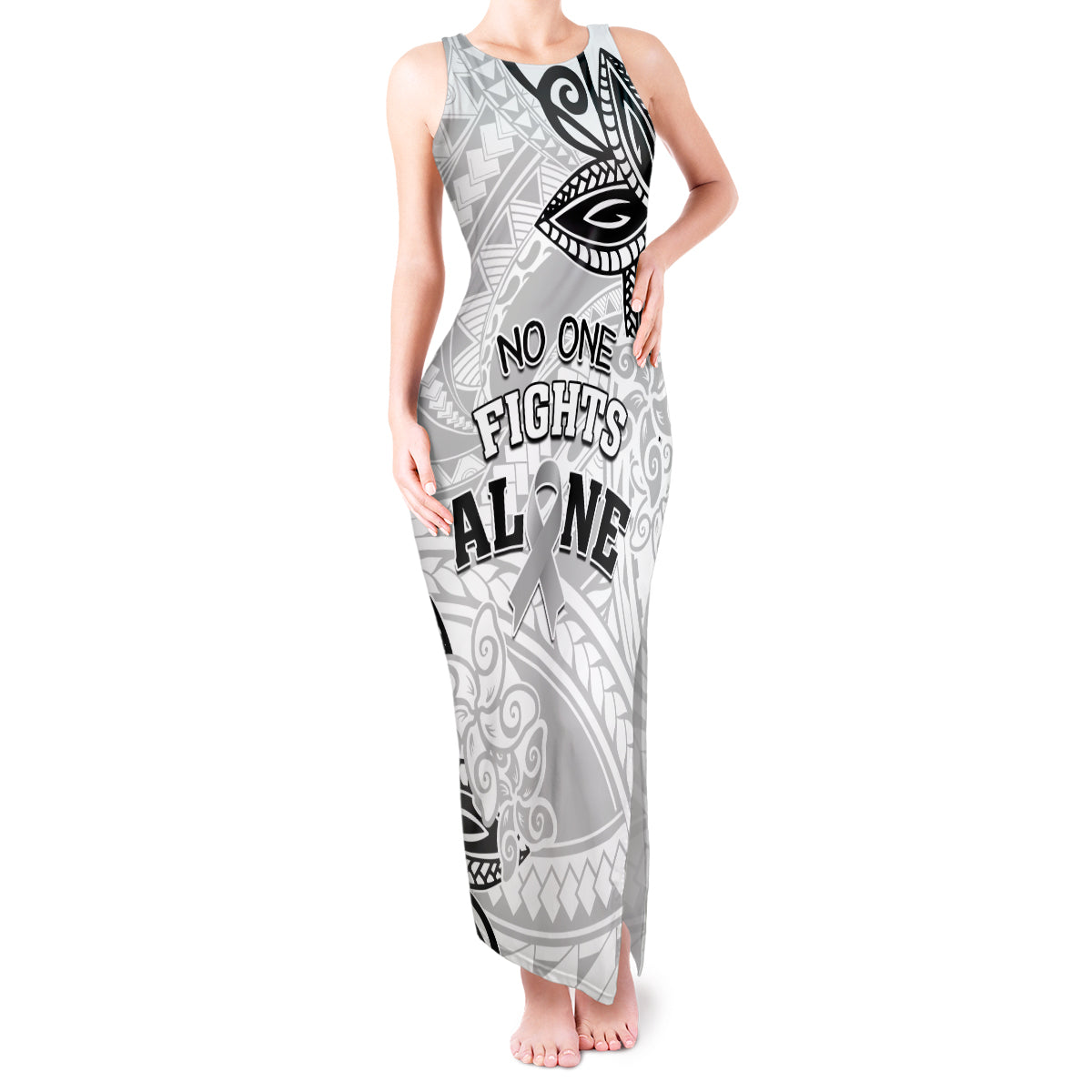 Personalised Polynesia Brain Cancer Tank Maxi Dress No One Fights Alone