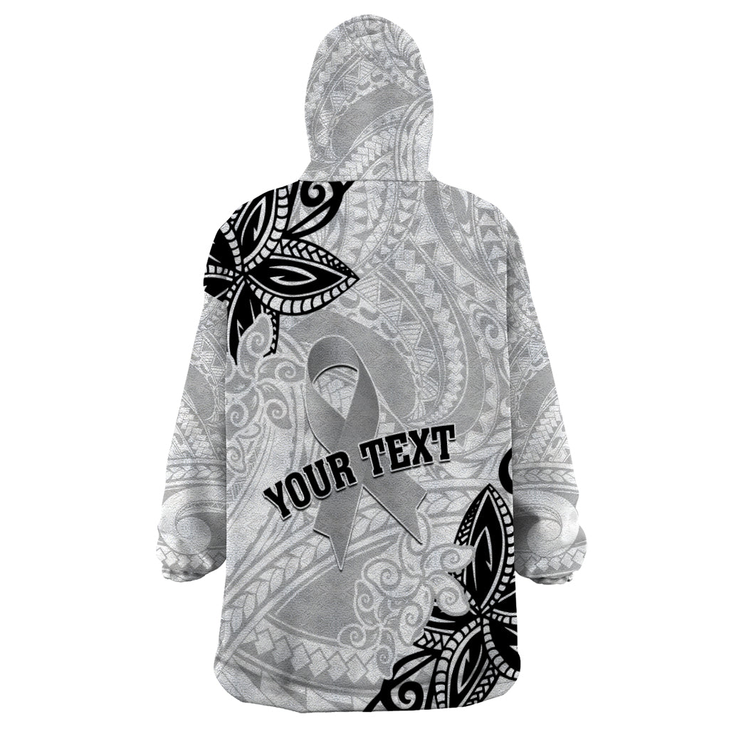 Personalised Polynesia Brain Cancer Wearable Blanket Hoodie No One Fights Alone LT05 - Polynesian Pride