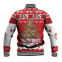 Personalised New Zealand Christmas In July Baseball Jacket Maori Kiwi Xmas Tree - Red LT05 - Polynesian Pride