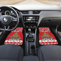 Personalised New Zealand Christmas In July Car Mats Maori Kiwi Xmas Tree - Red LT05 Set 2pcs - Front Red - Polynesian Pride