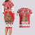 Personalised New Zealand Christmas In July Couples Matching Long Sleeve Bodycon Dress and Hawaiian Shirt Maori Kiwi Xmas Tree - Red