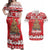 Personalised New Zealand Christmas In July Couples Matching Off Shoulder Maxi Dress and Hawaiian Shirt Maori Kiwi Xmas Tree - Red