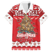 Personalised New Zealand Christmas In July Family Matching Long Sleeve Bodycon Dress and Hawaiian Shirt Maori Kiwi Xmas Tree - Red