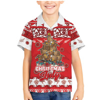 Personalised New Zealand Christmas In July Family Matching Mermaid Dress and Hawaiian Shirt Maori Kiwi Xmas Tree - Red