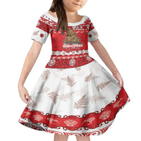 Personalised New Zealand Christmas In July Family Matching Off The Shoulder Long Sleeve Dress and Hawaiian Shirt Maori Kiwi Xmas Tree - Red