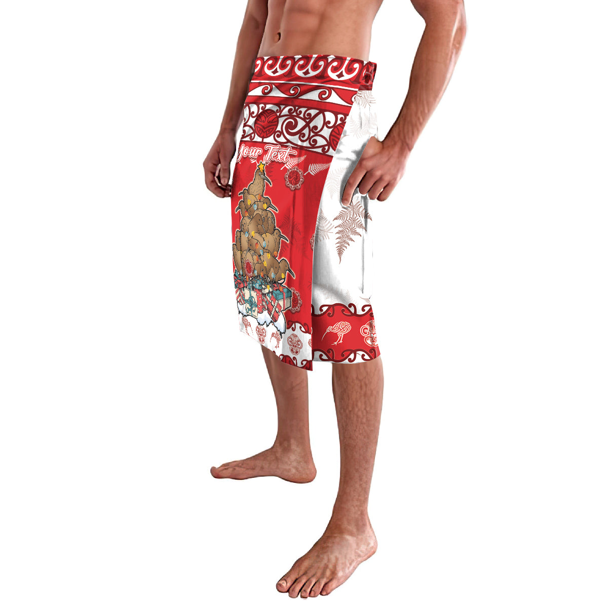 Personalised New Zealand Christmas In July Lavalava Maori Kiwi Xmas Tree - Red LT05 - Polynesian Pride