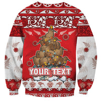 Personalised New Zealand Christmas In July Sweatshirt Maori Kiwi Xmas Tree - Red LT05 - Polynesian Pride