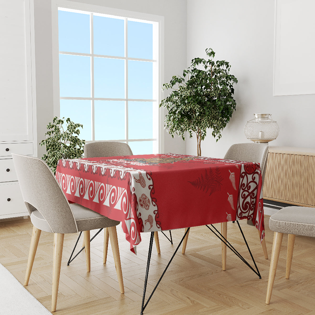 New Zealand Christmas In July Tablecloth Maori Kiwi Xmas Tree - Red