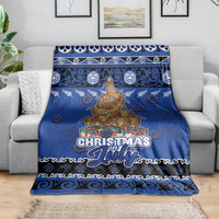 New Zealand July Christmas Blanket Maori Kiwi Xmas Tree - Blue LT05 - Polynesian Pride