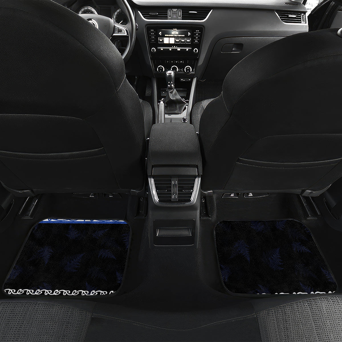 Personalised New Zealand July Christmas Car Mats Maori Kiwi Xmas Tree - Blue LT05 Set 2pcs - Back Blue - Polynesian Pride