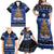 Personalised New Zealand July Christmas Family Matching Off Shoulder Maxi Dress and Hawaiian Shirt Maori Kiwi Xmas Tree - Blue