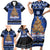 Personalised New Zealand July Christmas Family Matching Short Sleeve Bodycon Dress and Hawaiian Shirt Maori Kiwi Xmas Tree - Blue