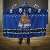 New Zealand July Christmas Hooded Blanket Maori Kiwi Xmas Tree - Blue LT05 One Size Blue - Polynesian Pride
