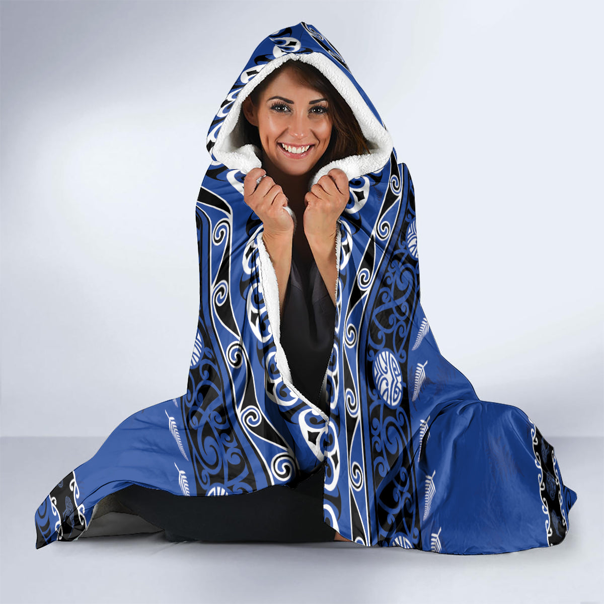 New Zealand July Christmas Hooded Blanket Maori Kiwi Xmas Tree - Blue LT05 - Polynesian Pride