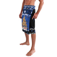Personalised New Zealand July Christmas Lavalava Maori Kiwi Xmas Tree - Blue LT05 - Polynesian Pride