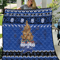 New Zealand July Christmas Quilt Maori Kiwi Xmas Tree - Blue