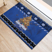 New Zealand July Christmas Rubber Doormat Maori Kiwi Xmas Tree - Blue LT05 - Polynesian Pride
