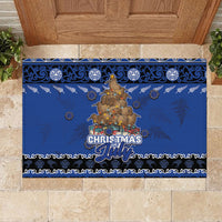 New Zealand July Christmas Rubber Doormat Maori Kiwi Xmas Tree - Blue LT05 - Polynesian Pride