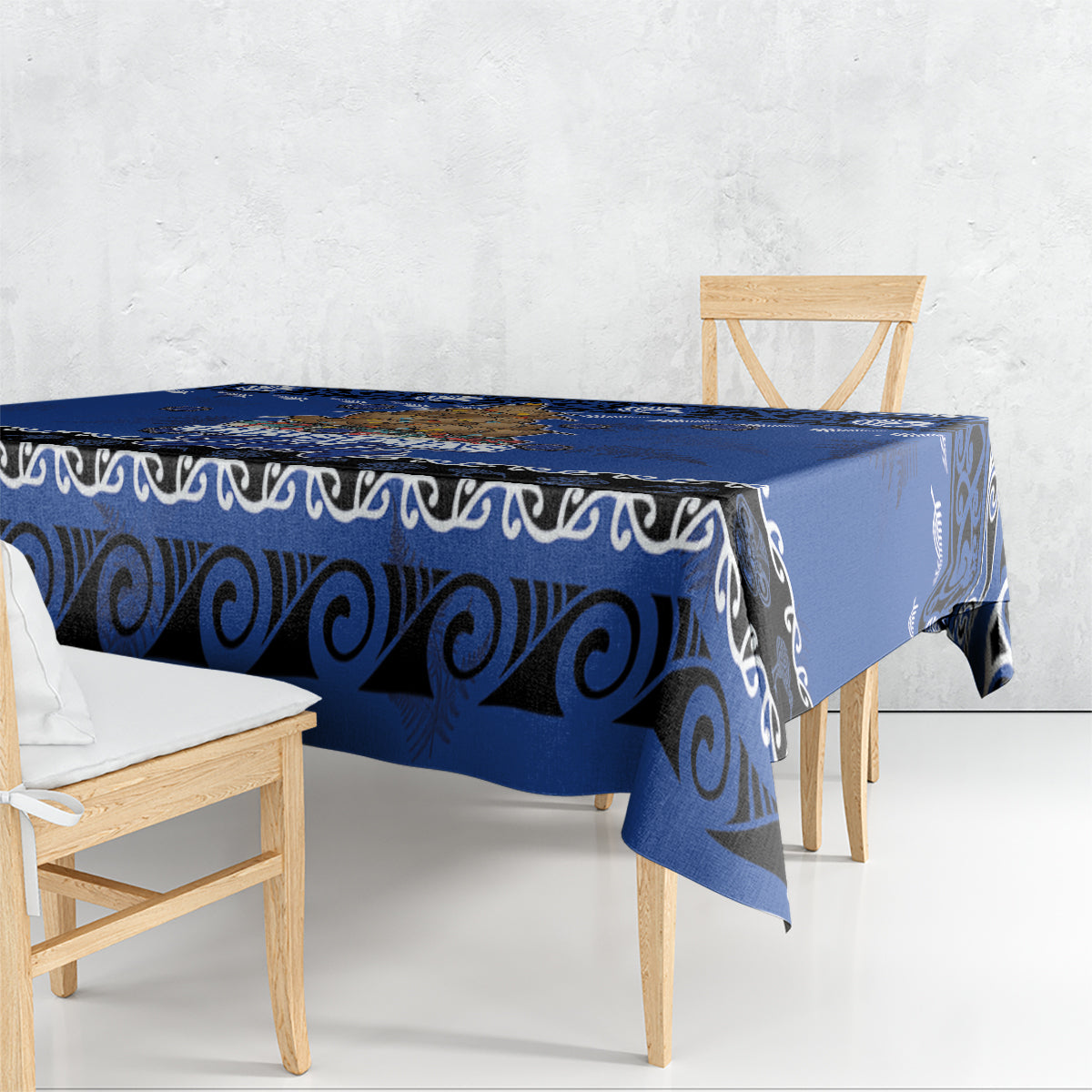 New Zealand July Christmas Tablecloth Maori Kiwi Xmas Tree - Blue LT05 - Polynesian Pride