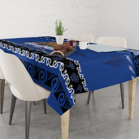 New Zealand July Christmas Tablecloth Maori Kiwi Xmas Tree - Blue LT05 - Polynesian Pride