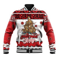 Personalised New Zealand July Christmas Baseball Jacket Maori Kiwi Xmas Tree - White LT05 Unisex White - Polynesian Pride
