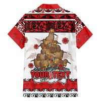 Personalised New Zealand July Christmas Family Matching Puletasi and Hawaiian Shirt Maori Kiwi Xmas Tree - White