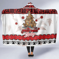 New Zealand July Christmas Hooded Blanket Maori Kiwi Xmas Tree - White LT05 - Polynesian Pride
