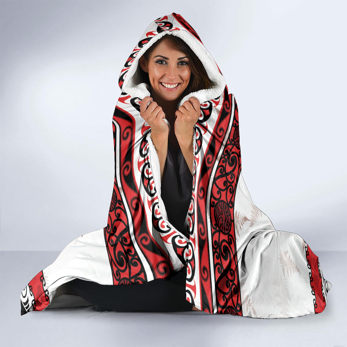 New Zealand July Christmas Hooded Blanket Maori Kiwi Xmas Tree - White LT05 - Polynesian Pride