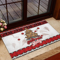New Zealand July Christmas Rubber Doormat Maori Kiwi Xmas Tree - White LT05 - Polynesian Pride