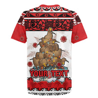 Personalised New Zealand July Christmas Rugby Jersey Maori Kiwi Xmas Tree - White