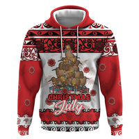 Personalised New Zealand July Christmas Zip Hoodie Maori Kiwi Xmas Tree - White