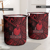 Hawaii King Kamehameha Laundry Basket With Hawaiian Ipu Motifs Red Version LT05 - Polynesian Pride