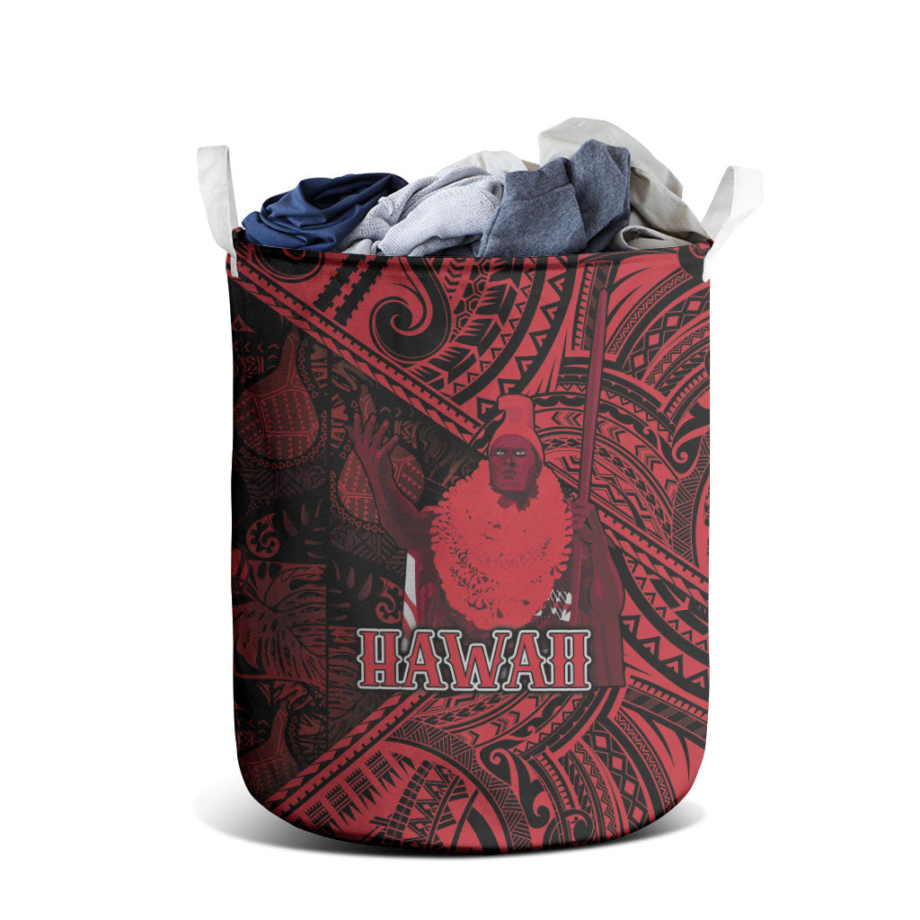 Hawaii King Kamehameha Laundry Basket With Hawaiian Ipu Motifs Red Version LT05 - Polynesian Pride