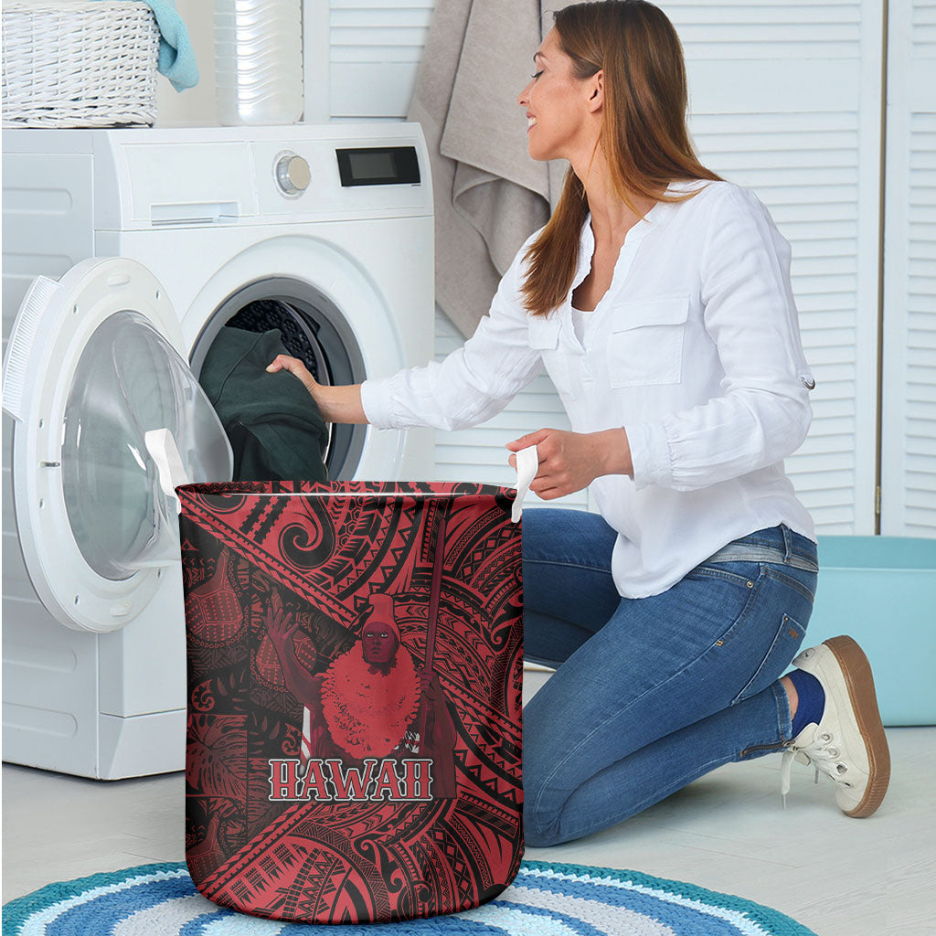 Hawaii King Kamehameha Laundry Basket With Hawaiian Ipu Motifs Red Version LT05 - Polynesian Pride