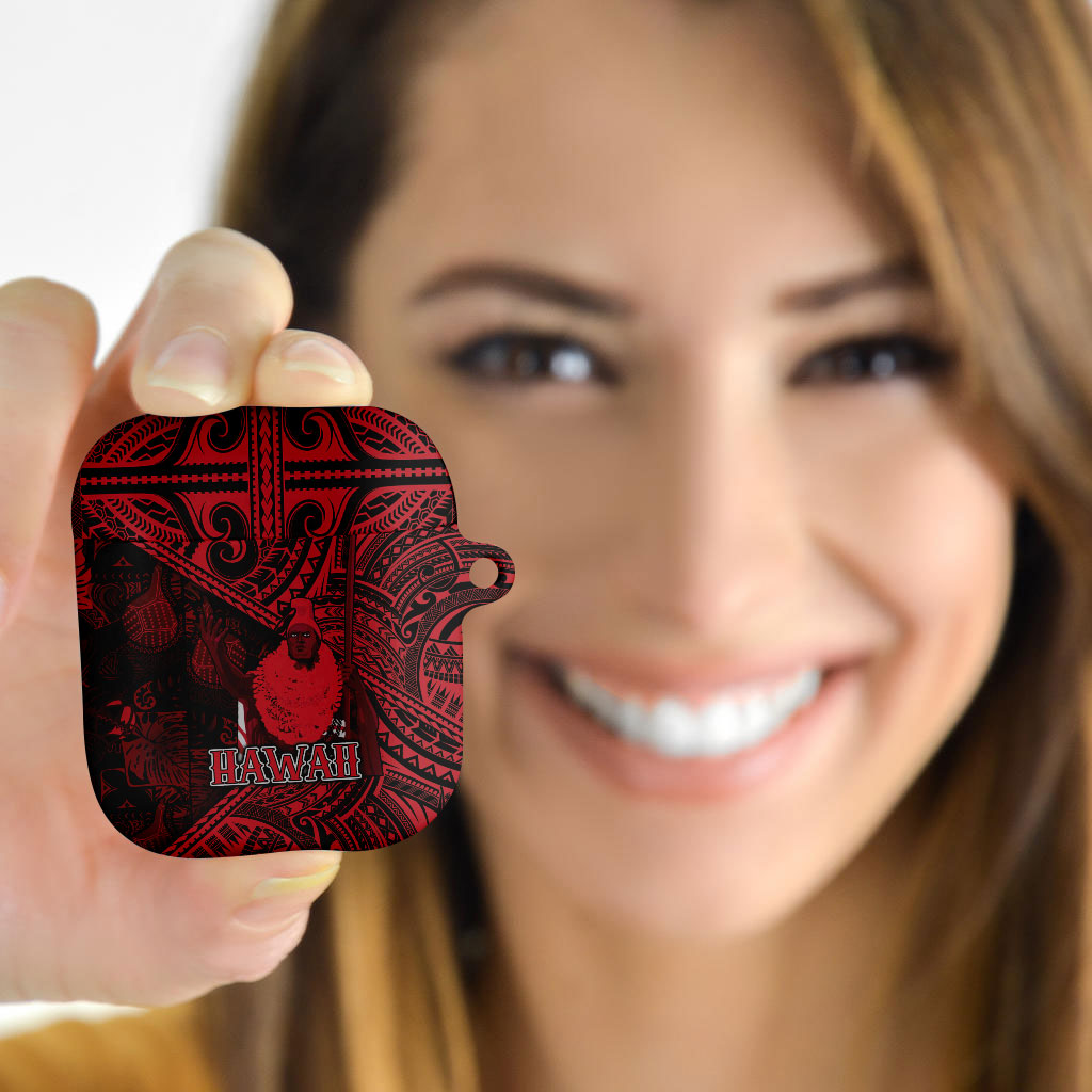 Hawaii King Kamehameha AirPods Case With Hawaiian Ipu Motifs Red Version LT05 - Polynesian Pride