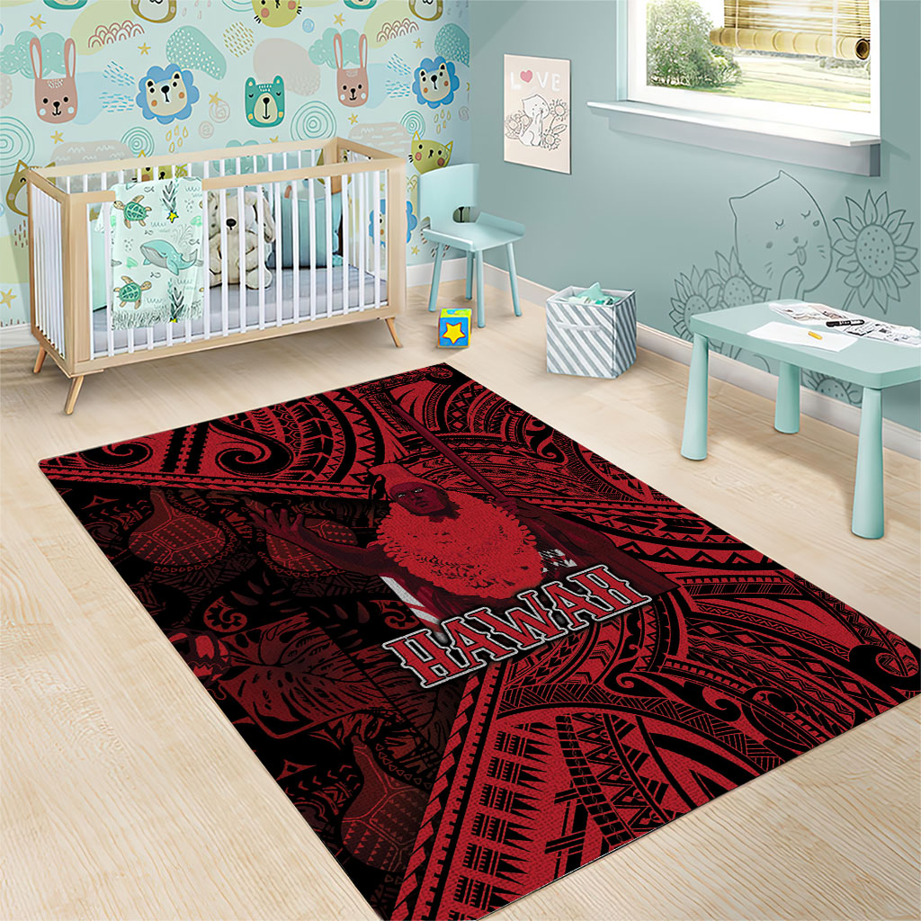 Hawaii King Kamehameha Area Rug With Hawaiian Ipu Motifs Red Version LT05 - Polynesian Pride