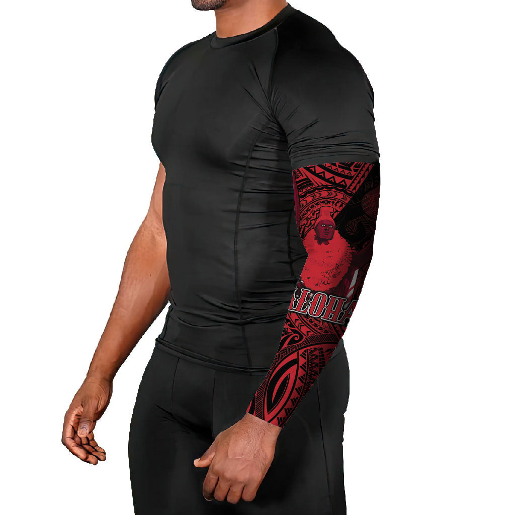 Hawaii King Kamehameha Arm Sleeves With Hawaiian Ipu Motifs Red Version LT05 - Polynesian Pride