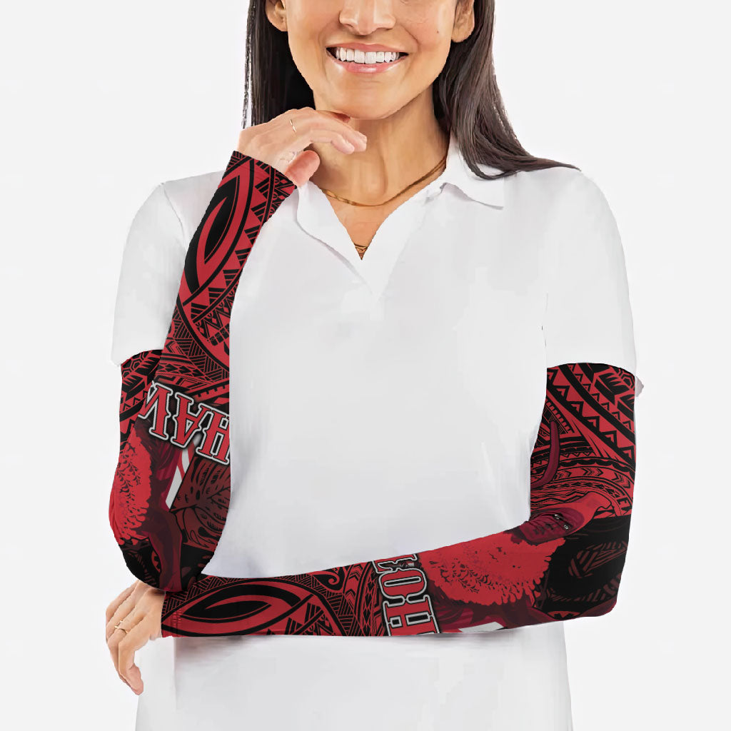 Hawaii King Kamehameha Arm Sleeves With Hawaiian Ipu Motifs Red Version LT05 - Polynesian Pride
