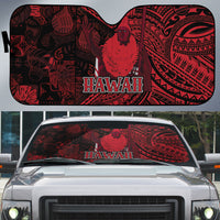Hawaii King Kamehameha Auto Sun Shade With Hawaiian Ipu Motifs Red Version LT05 Red - Polynesian Pride