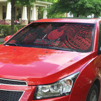 Hawaii King Kamehameha Auto Sun Shade With Hawaiian Ipu Motifs Red Version LT05 - Polynesian Pride