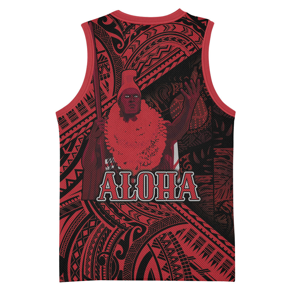 Hawaii King Kamehameha Basketball Jersey With Hawaiian Ipu Motifs Red Version LT05 - Polynesian Pride