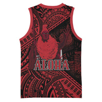 Hawaii King Kamehameha Basketball Jersey With Hawaiian Ipu Motifs Red Version LT05 - Polynesian Pride