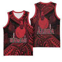 Hawaii King Kamehameha Basketball Jersey With Hawaiian Ipu Motifs Red Version LT05 - Polynesian Pride